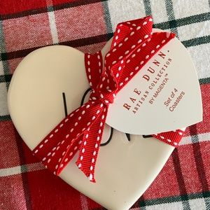 Rae Dunn LOVE Heart Shaped Coasters Set of 4